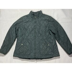 Eddie Bauer Women' XXL Quilted Jacket Olive Green Insulated Zip Pockets